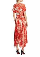Jason Wu Oceanscape Pleated Handkerchief Midi-Dress