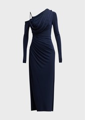Jason Wu One Shoulder Jersey Midi Dress with Ruched Detail 