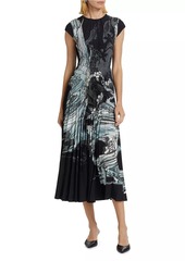 Jason Wu Pleated Cap-Sleeve Maxi Dress