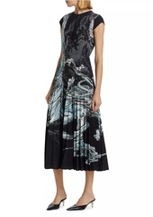 Jason Wu Pleated Cap-Sleeve Maxi Dress