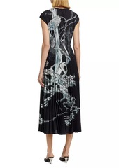 Jason Wu Pleated Cap-Sleeve Maxi Dress