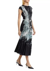 Jason Wu Pleated Cap-Sleeve Maxi Dress