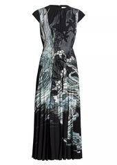 Jason Wu Pleated Cap-Sleeve Maxi Dress