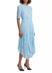 Jason Wu Pleated Floral Fil Coupe Fit-&-Flare Dress