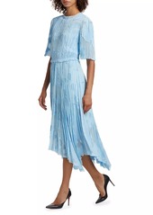 Jason Wu Pleated Floral Fil Coupe Fit-&-Flare Dress