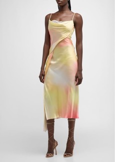 Jason Wu Printed Silk Draped Charmeuse Slip Dress