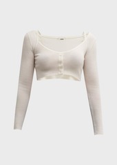 Jason Wu Ribbed Cold-Shoulder Crop Top