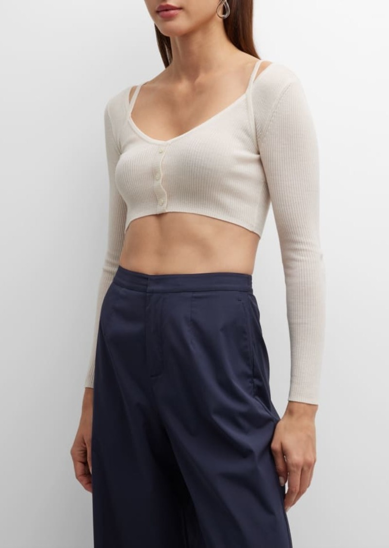 Jason Wu Ribbed Cold-Shoulder Crop Top