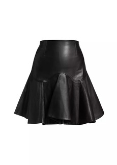 Jason Wu Ruffled Leather Miniskirt