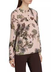 Jason Wu Semi-Sheer Forest Floral Henley Top