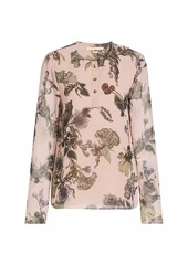 Jason Wu Semi-Sheer Forest Floral Henley Top