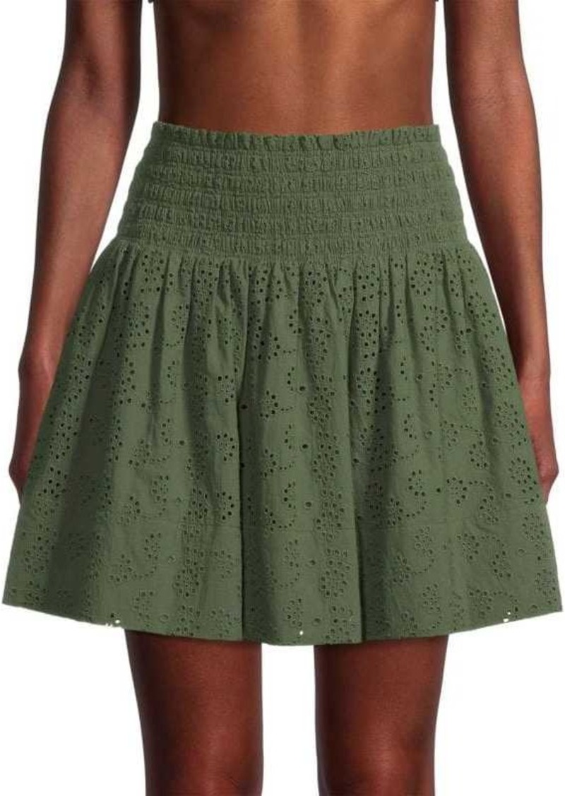 Jason Wu Smocked Eyelet Mini Skirt