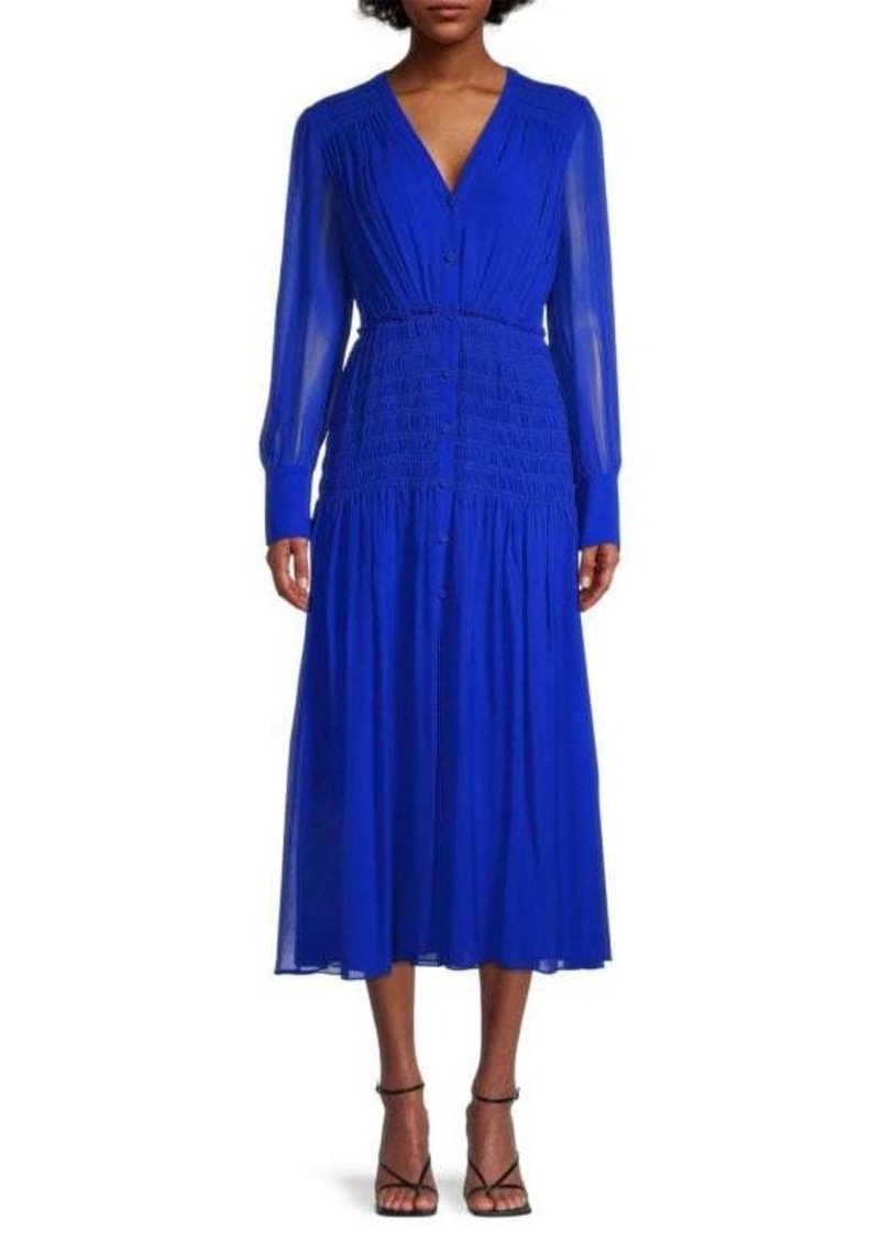 Jason Wu Smocked Silk Midi Dress