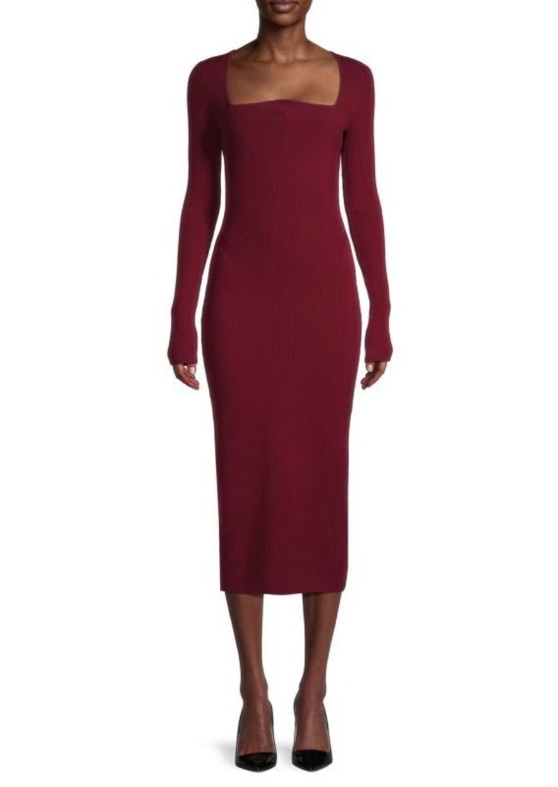 Jason Wu Squareneck Wool Midi Dress