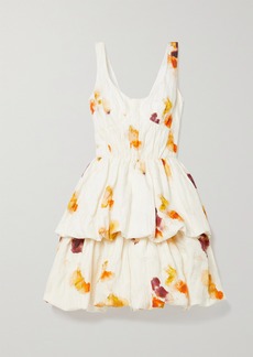 Jason Wu Tiered Floral-print Crinkled Cotton-blend Mini Dress