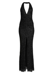 Jay Godfrey Gibb Ruched-Front Beaded Gown