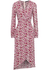 Jay Godfrey Woman Kareem Wrap-effect Floral-print Crepe Midi Dress Magenta