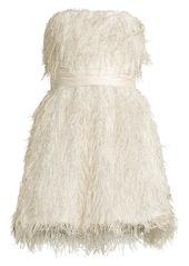 Jay Godfrey Remi Strapless Metallic Feather Mini Dress