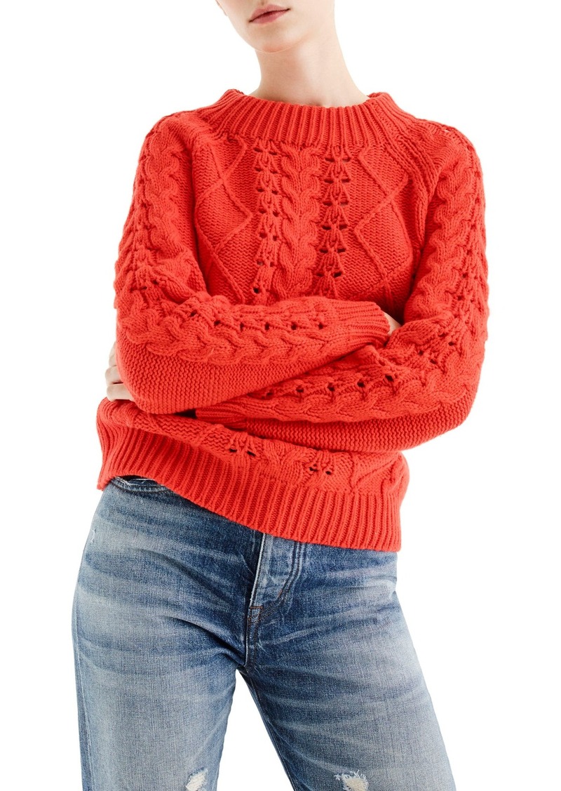 Download J.Crew J.Crew Cable Knit Mock Neck Sweater | Sweaters