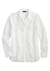 J.Crew Embroidered Eyelet Long Sleeve Button-Up Shirt