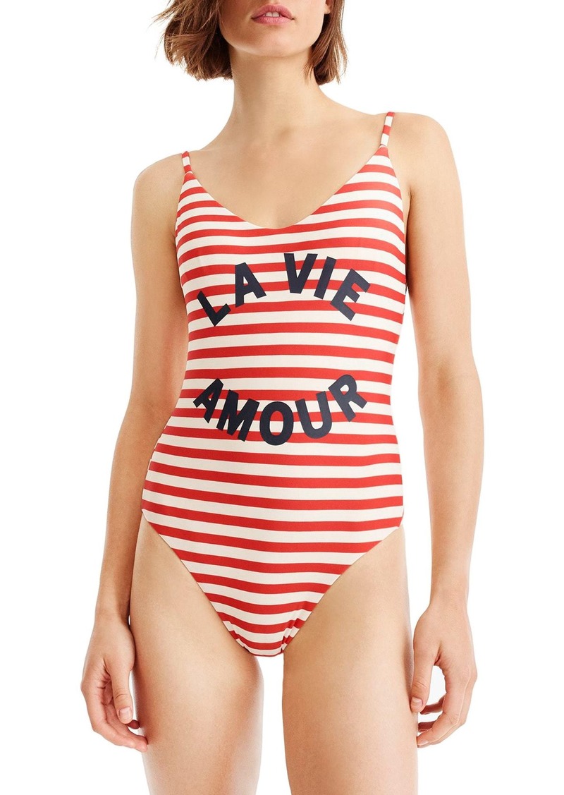 J Crew J Crew La Vie Amour Stripe One Piece Swimsuit Swimwear