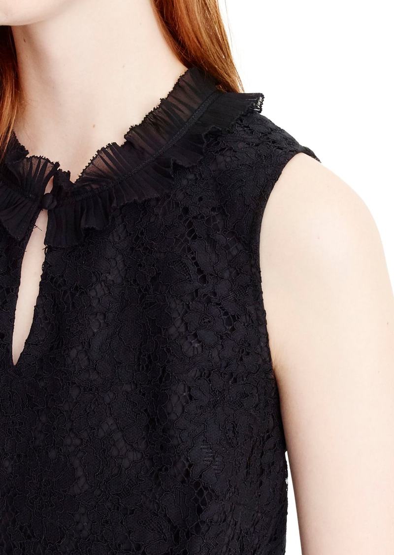 j crew lace ruffle neck top