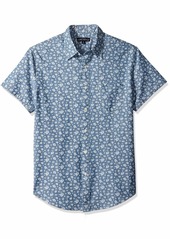 J.Crew Mercantile Men's Slim-Fit Short Sleeve Printed Chambray Shirt  S