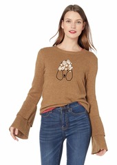 J.Crew Mercantile Women's Dog Embroidered Bell Sleeve Sweater  S