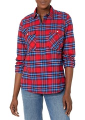 J.Crew Mercantile Women's Half Zip Pullover Shirt Jacket red/Blue Plaid S