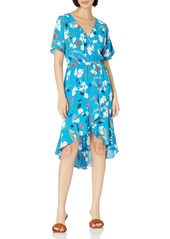 J.Crew Mercantile Women's Short-Sleeve Floral Ruffle Wrap Midi Dress  S