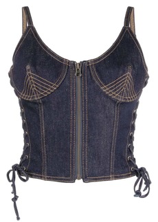 Jean Paul Gaultier contrast-stitching denim corset top