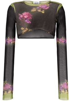 Jean Paul Gaultier floral-print cropped top