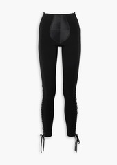 Jean Paul Gaultier - Lotta Volkova lace-up satin-paneled crepe leggings - Black - IT 40