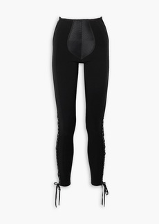 Jean Paul Gaultier - Lotta Volkova lace-up satin-paneled crepe leggings - Black - IT 36