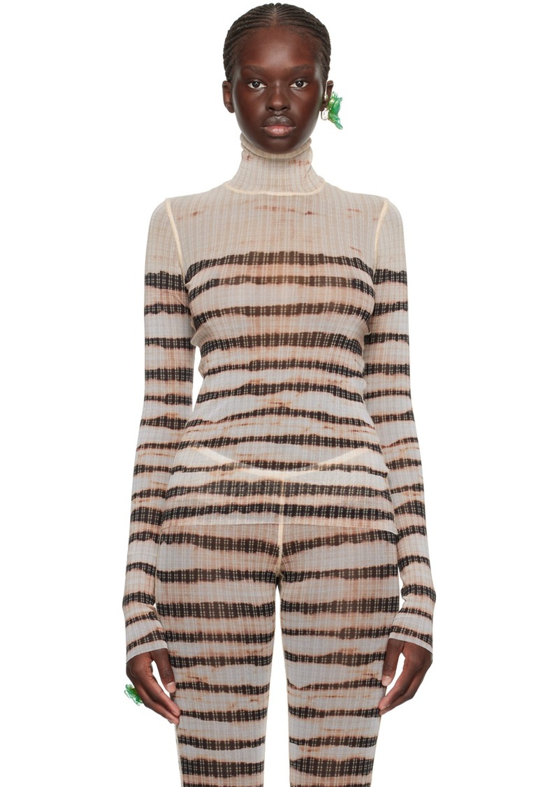 Jean Paul Gaultier Beige KNWLS Edition Striped Turtleneck