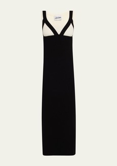 Jean Paul Gaultier Bicolor Rib Knit Sleeveless Strappy Maxi Dress
