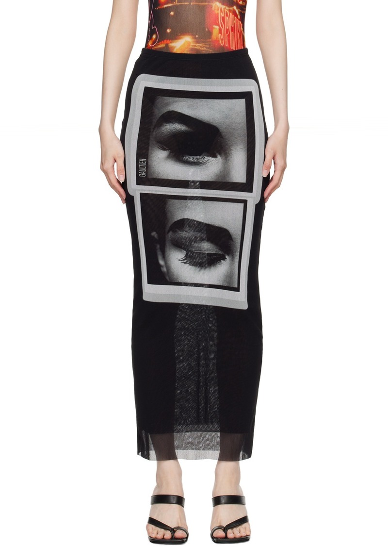 Jean Paul Gaultier Black 'The Eyes And Lips' Maxi Skirt