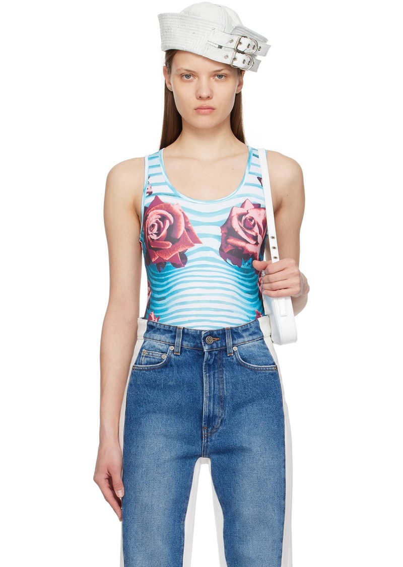 Jean Paul Gaultier Blue & Red Flower Body Morphing Bodysuit