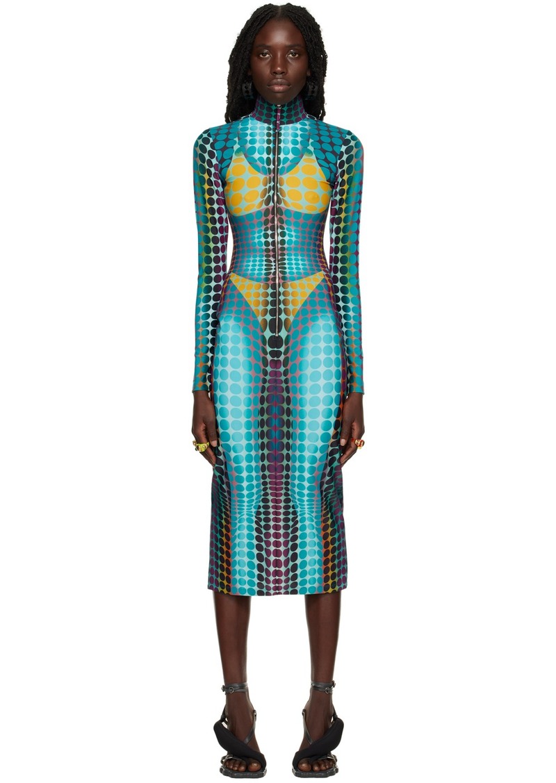 Jean Paul Gaultier Blue Dots Midi Dress
