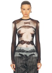 Jean Paul Gaultier Body Lace Mariniere Long Sleeve Top