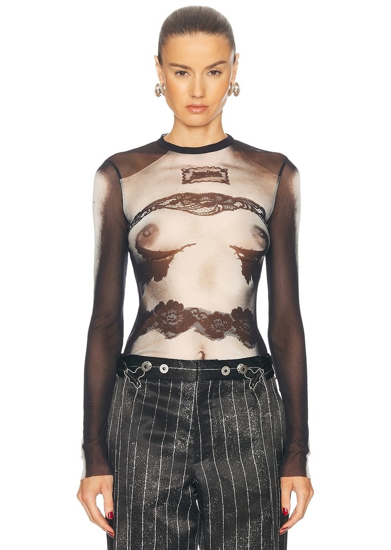 Jean Paul Gaultier Body Lace Mariniere Long Sleeve Top