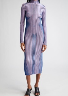 Jean Paul Gaultier Body Morph Metallic Trompe l'Oeil Merino Wool Blend Rib Sweater Dress