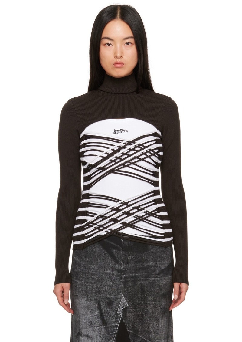 Jean Paul Gaultier Brown & White Striped Turtleneck