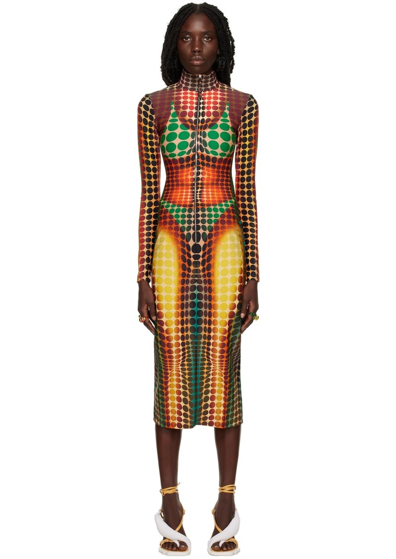 Jean Paul Gaultier Brown Dots Midi Dress