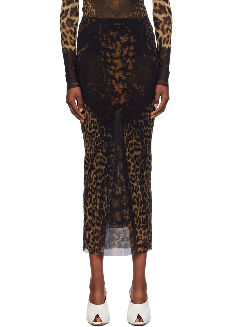 Jean Paul Gaultier Brown Leopard Maxi Skirt