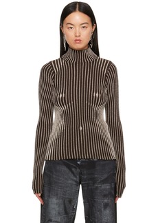 Jean Paul Gaultier Brown Trompe L'ail Turtleneck