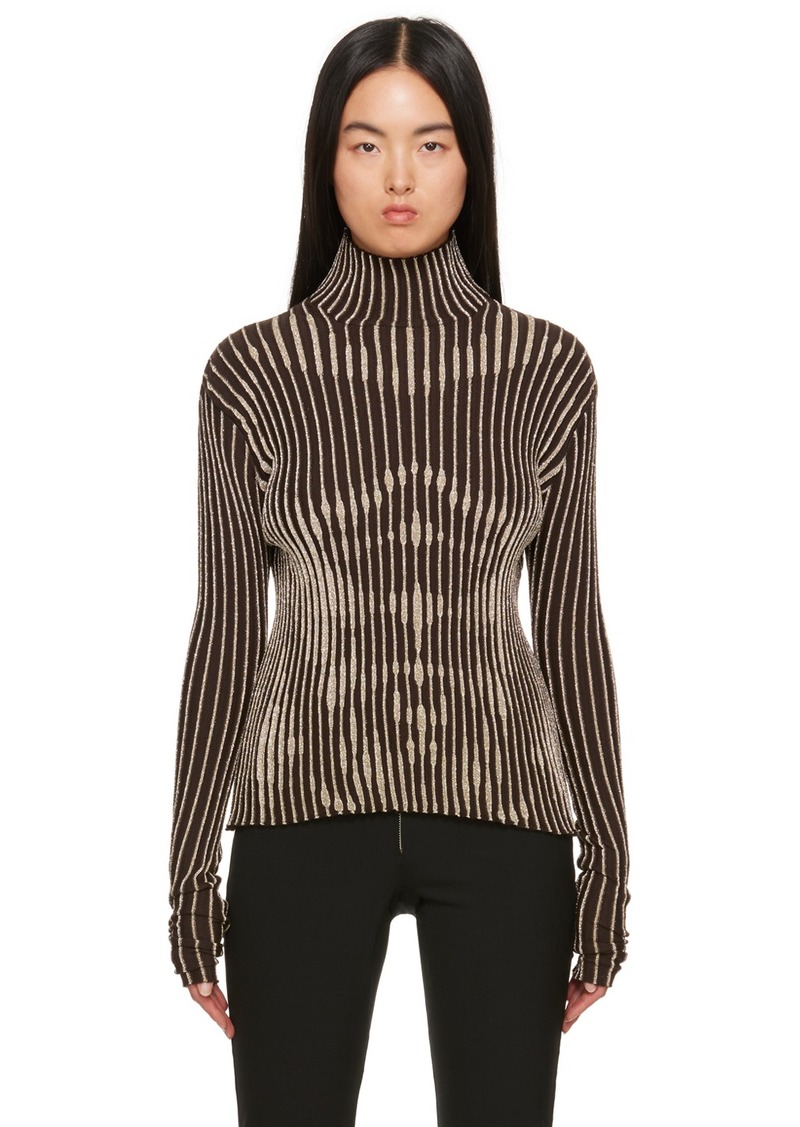 Jean Paul Gaultier Brown Trompe L'ail Turtleneck