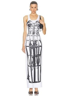Jean Paul Gaultier Cage Trompe L'oeil Sleeveless Long Dress