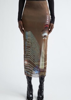 Jean Paul Gaultier City Print Sheer Mesh Skirt