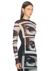 Jean Paul Gaultier Eyes And Lips Mesh Long Sleeve Top